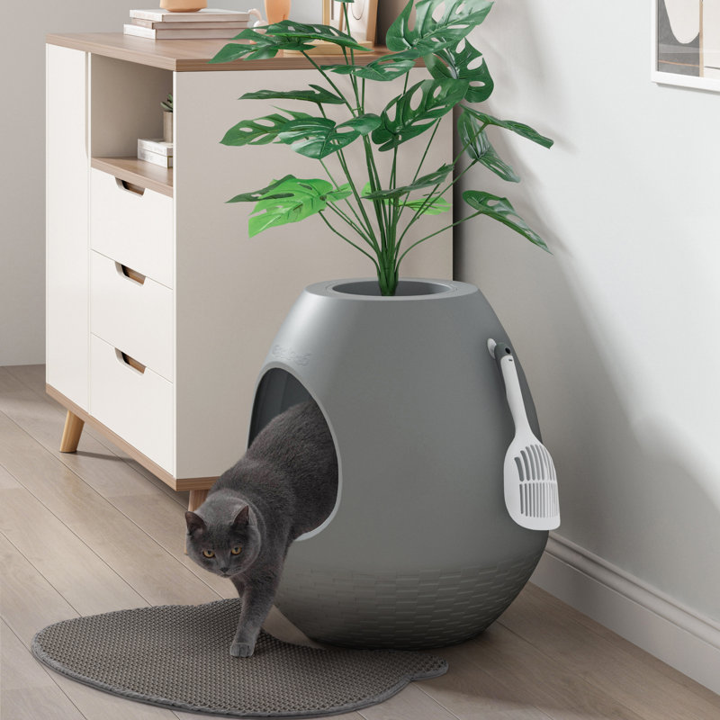 Polyethylene Plastic Litter Box, Grey