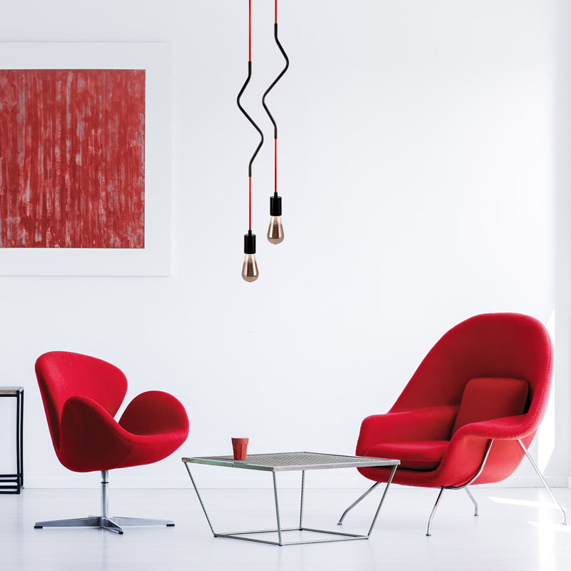 Romelia 1 - Light Single Pendant, Black/Red