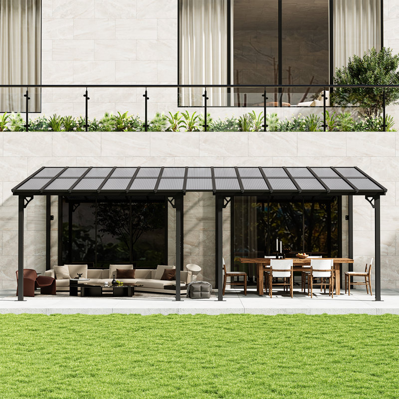 26 pi L 10 pi. D Pergola en polycarbonate, abri de jardin extérieur toutes saisons pour la cour, la terrasse et le jardin