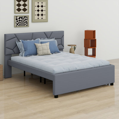 Upholstered Platform Bed With Trundle Bed