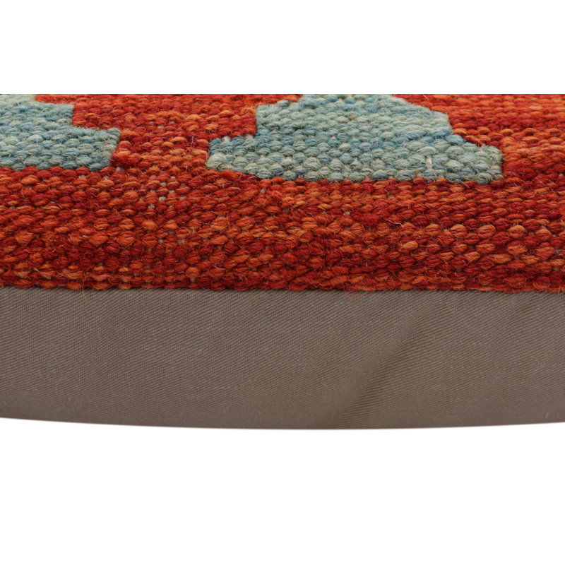 Coussin Boho Chic May, H 18 po x l 17 po, Rouille / bleu / beige / doré