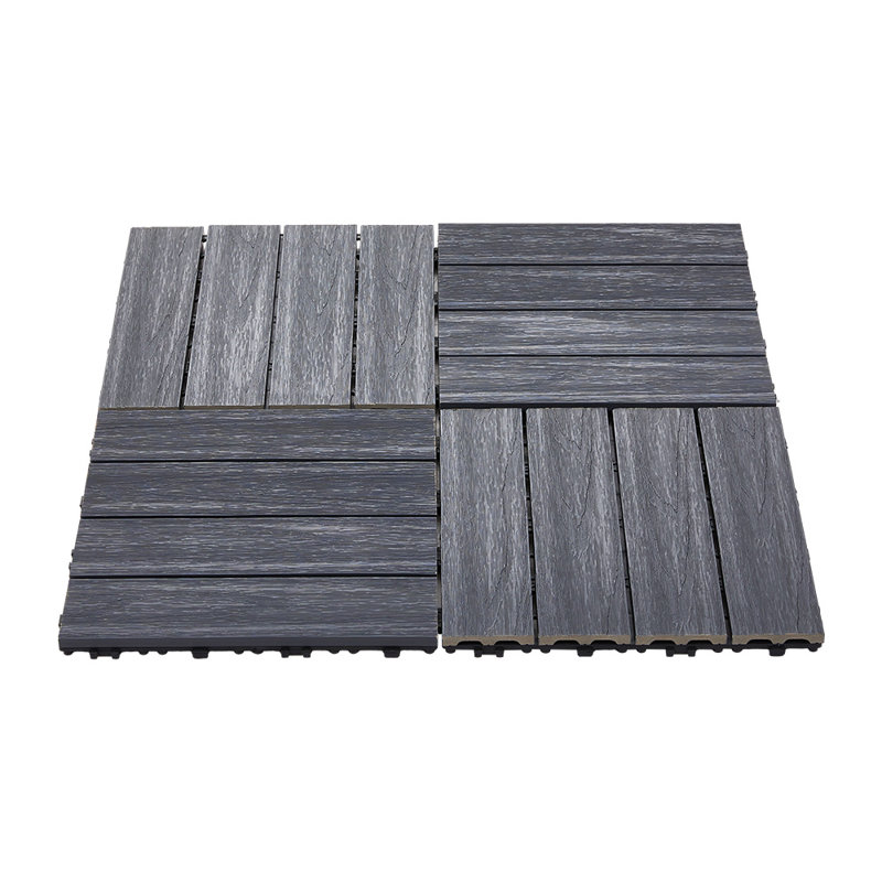 30cm L x 30cm W Plastic Interlocking Deck Deck Tile Kit, Dark Grey