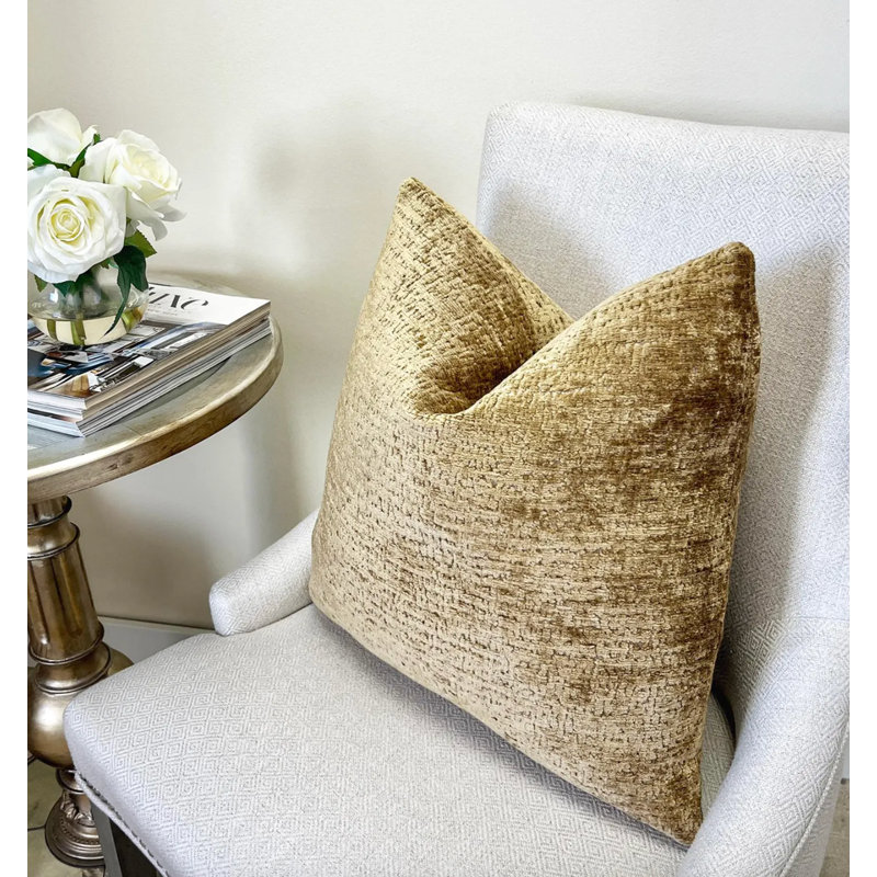 Housse de coussin en chenille unie, H 22 po x l 22 po 2, Tanné