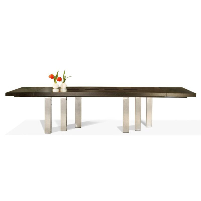 Bravo Dining Table, Silver Stainless Steel, Wenge