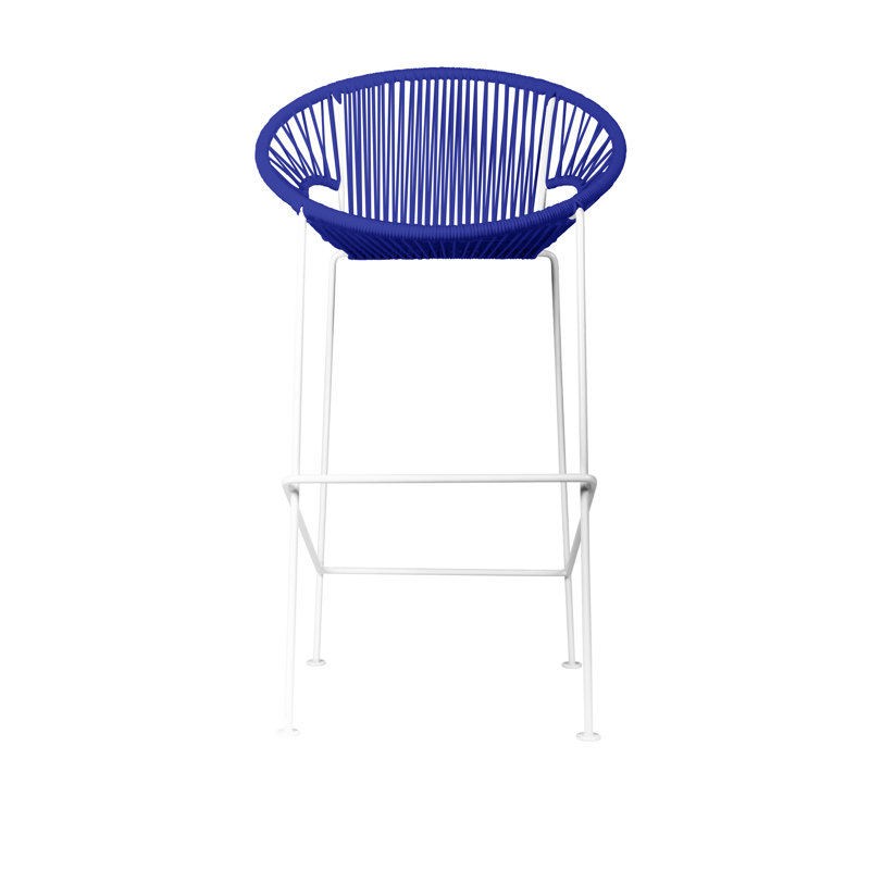 Tabouret à hauteur de comptoir fabriqué à la main Puerto, Bleu foncé, Blanc