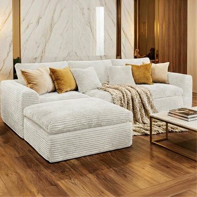 Sofa With Double-Layer Cushions And Flexible Modular Configuration