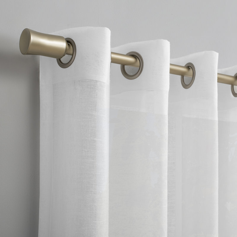 Akari Slub Textured Linen Blend Sheer Grommet Curtain Panel, 52" W x 84" L, White