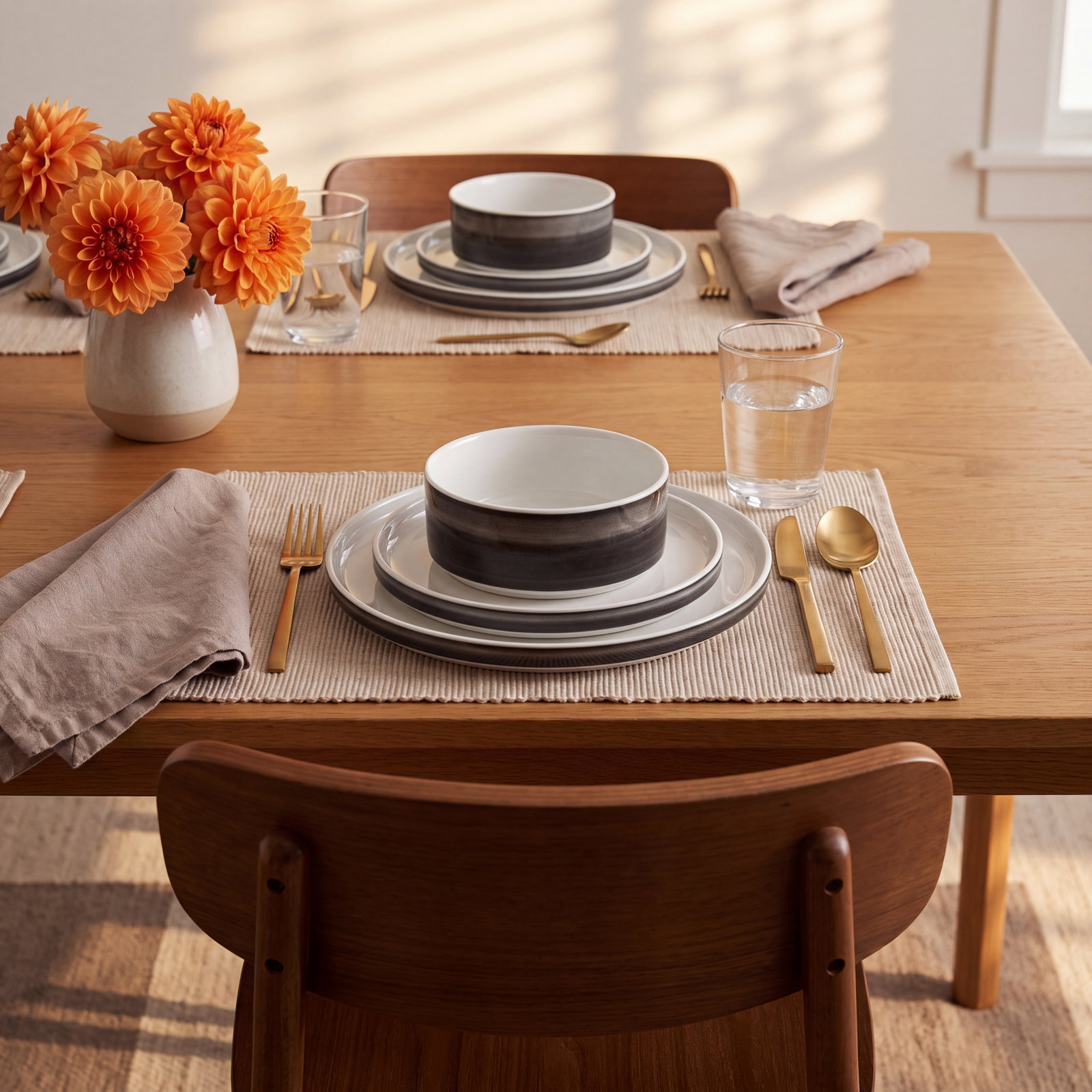 ColorStax Porcelain Dinnerware Set - Service for 4, Jet