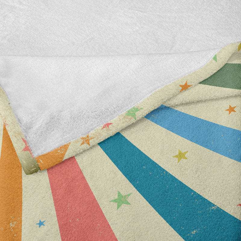 Ambesonne Circus Fleece Throw Blanket Rainbow Background Print Multicolor, 50" W x 60" L