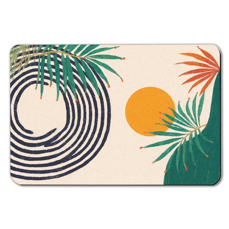 Tapis de bain à motif de feuilles tropicales, 16 x 24 po