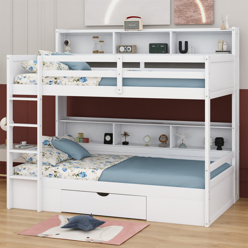 Jermarion Kids Twin Bunk Bed with Drawers, White
