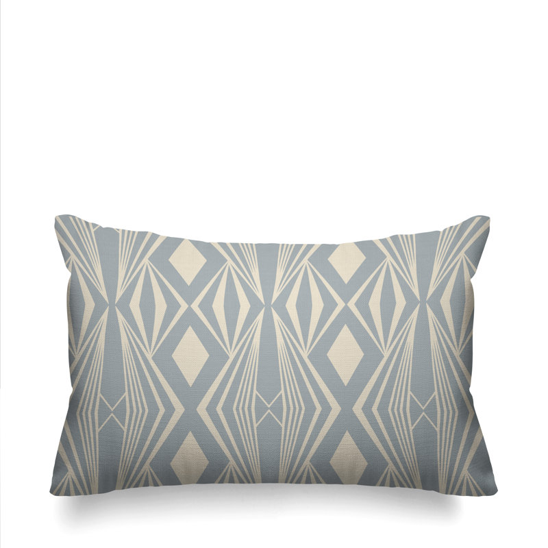 Housse et insert de coussin rectangulaire d'extérieur Minimalist Tribal, gris