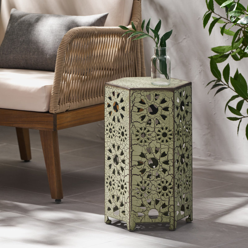 Table d'appoint pour patio, H 18,5 po x l 12 po x P 12 po, Vert