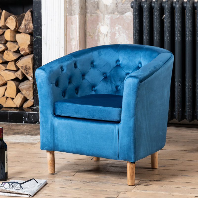 Tarbes Velvet Barrel Chair, Blue
