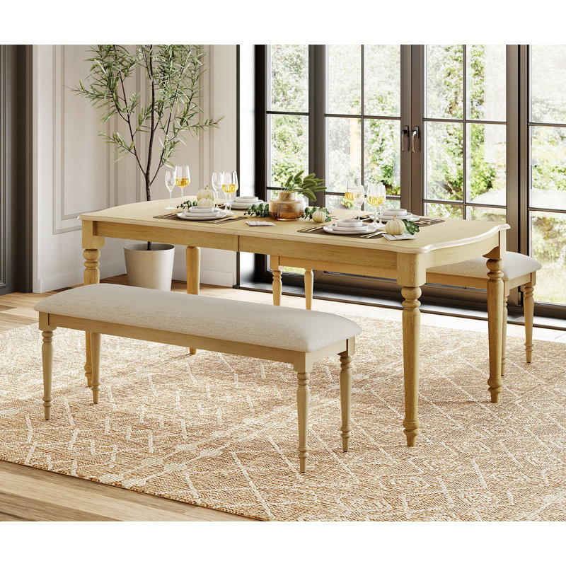Banc de salle à manger avec siège rembourré et pieds en bois massif
