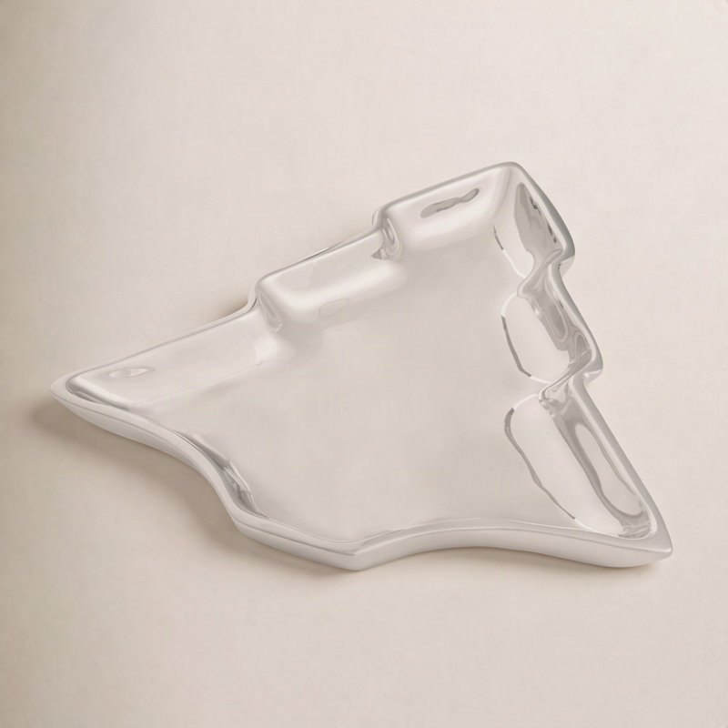 Nambe Christmas Tree Candy Dish, 1" H x 9" W x 9" L