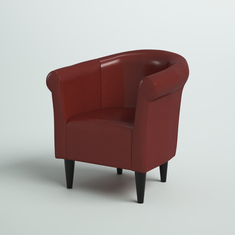 Fauteuil demi-tonneau l 30,5 po Liam, Similicuir rouge merlot