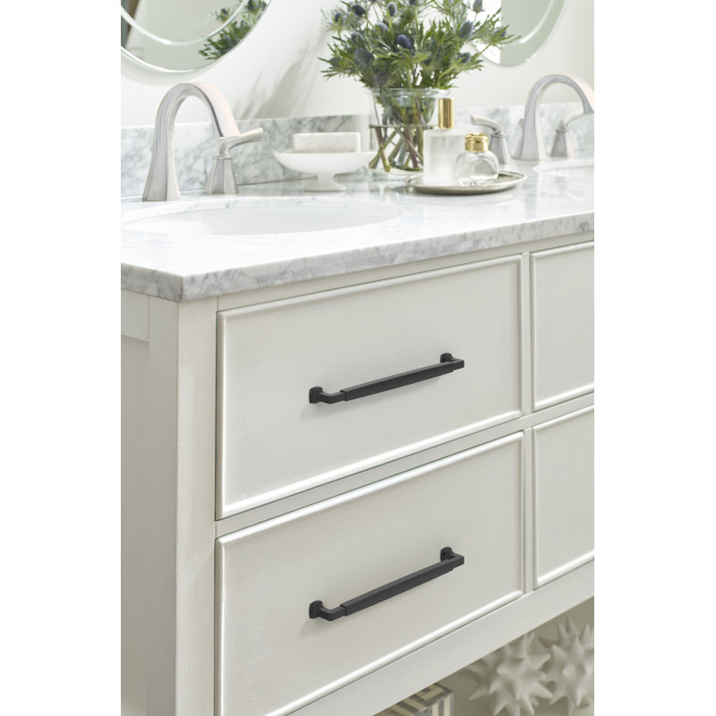 Stature 6-5/16 inch (160mm) Center-to-Center Matte Black Cabinet Pull, Matte Black, 6 5/16"