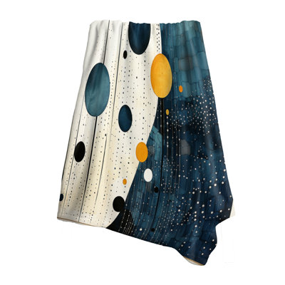 Teal Yellow Mid Century Minimalist Rain I - Minimalism Cozy Blanket