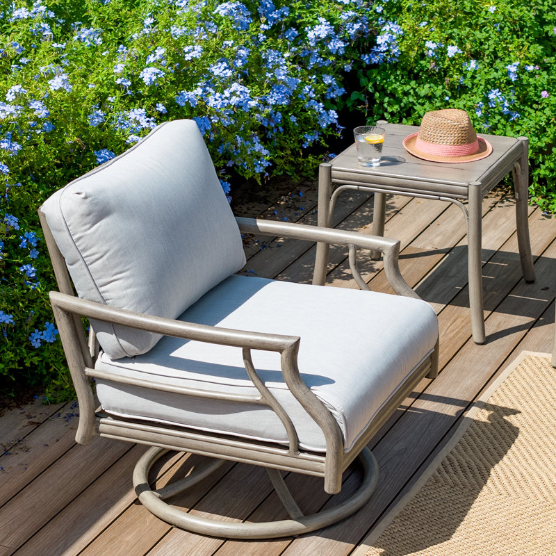 Ensemble de conversation pivotant en aluminium avec table et coussins Lamando