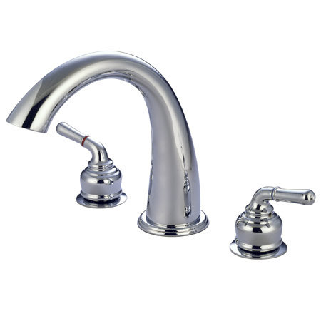 St. Charles Double Handle Deck Mounted Roman Tub Faucet, Polished Chrome