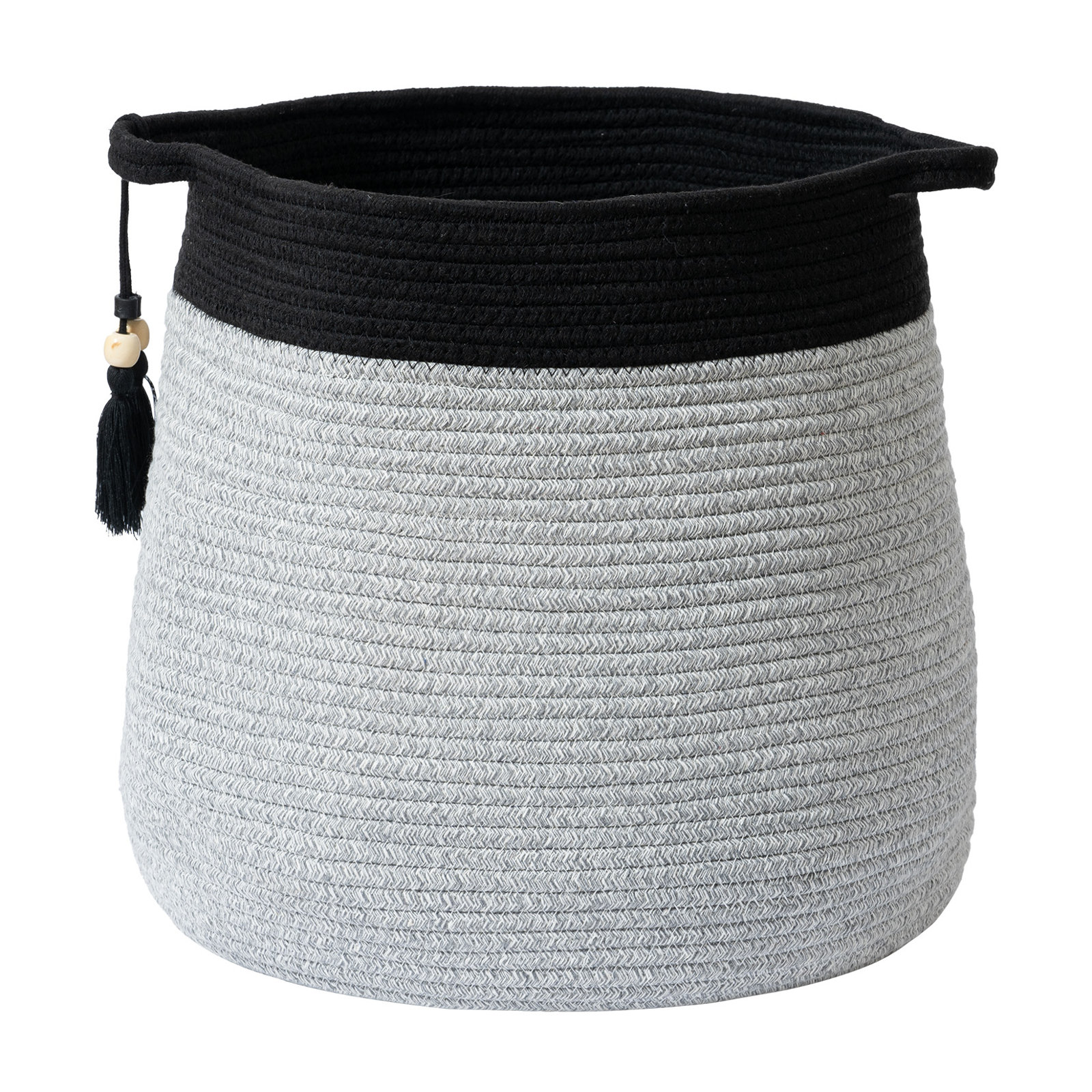 Althoff Handwoven 100% Cotton Storage Bin, Black/Light Gray