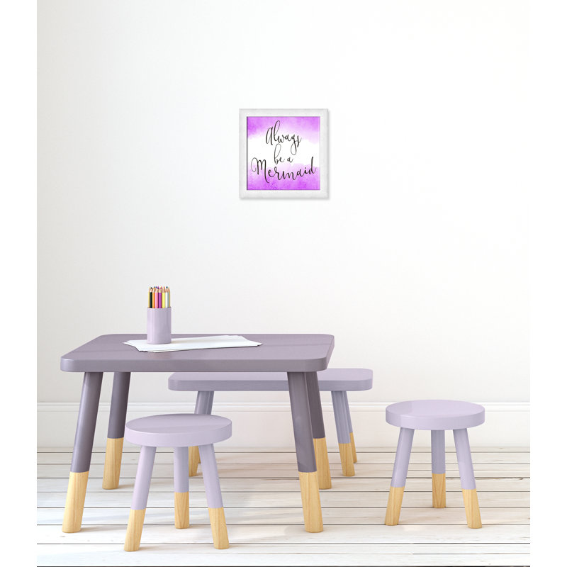 Toujours être un sirène 2, H 14 po x l 14 po x P 0,63 po, Cadre à grain de bois blanc