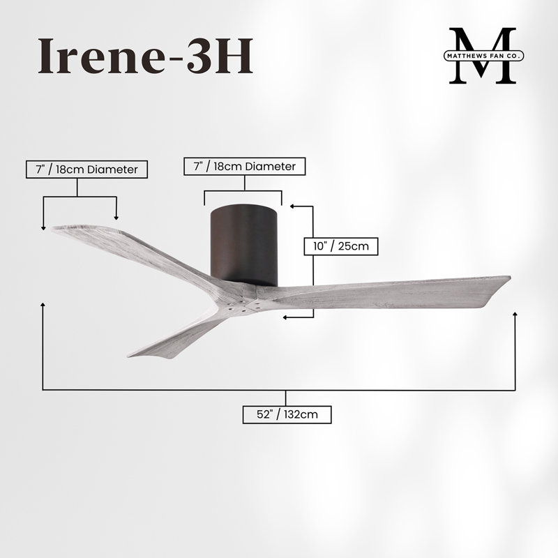 Ventilateur de plafond à 3 pales Olivier, Bronze texturé, Ton bois de grange, 52"