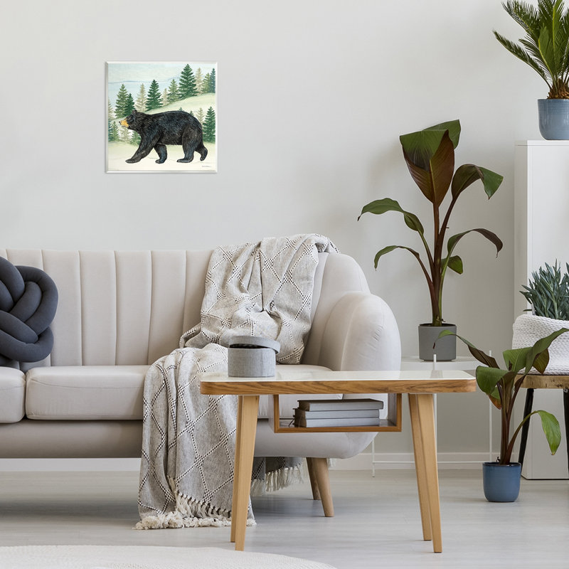 Plaque murale ours noir en bois, design par Deb Strain