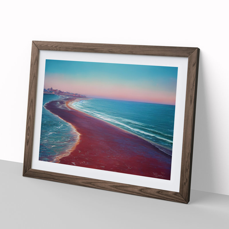 Beach Path - Single Picture Frame Painting, 46cm H x 64cm W x 2cm D, Walnut