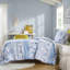 Housse de couette simple / simple TG avec rayures florales rétro, microfibre, lavable à la machine, 2 taies décoratives en microfibre et rayé TG