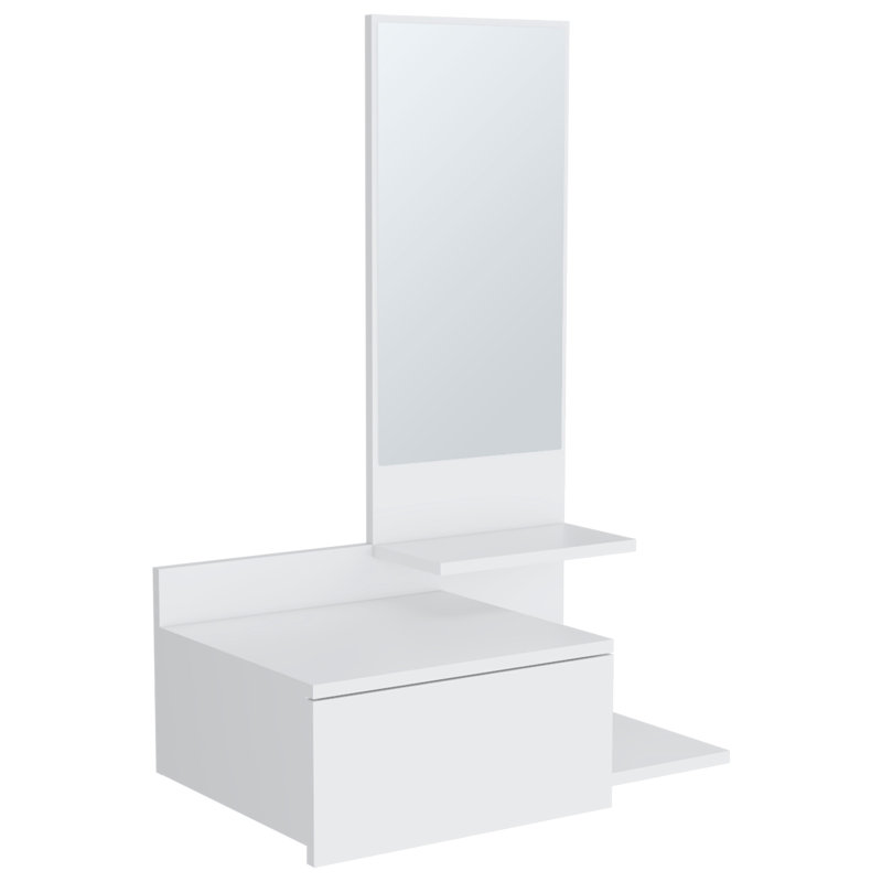 Inspired White Console Table With 3 Shelf And Full Drawer - , Compact Design Floating Extension In Inspired, & Practical