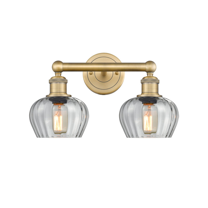 Éclairage pour meuble-lavabo à 2 lumières, Transparent, Laiton brossé