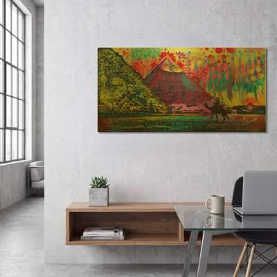« Coucher de soleil à Khéops » de Dean Russo, tableau mural en métal doré, 122 cm x 61 cm