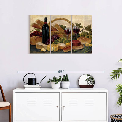 Ensemble de 3 bouteilles de vin sur toile Tuscan Evening