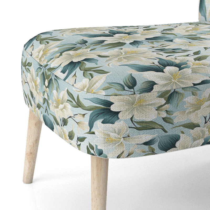 Chaise d'appoint rembourrée A, Motif tropical neutre de style bord de mer II