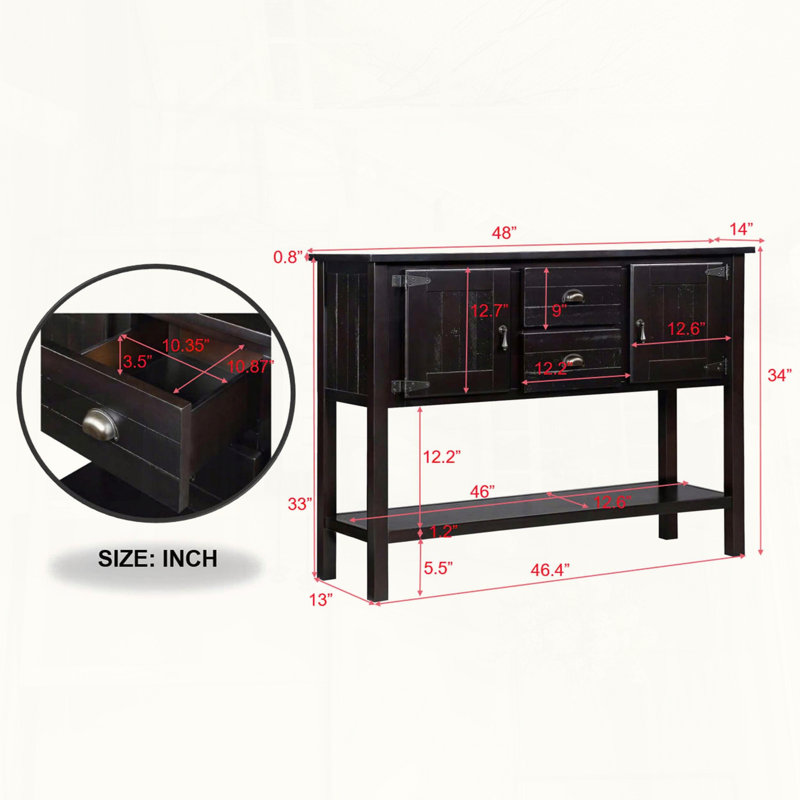 48 Solid Wood Retro Sideboard