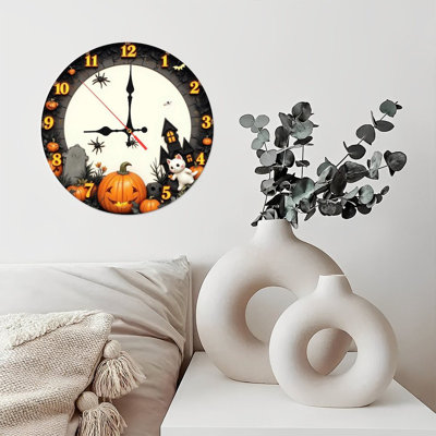 Halloween clock cute cat pumpkins