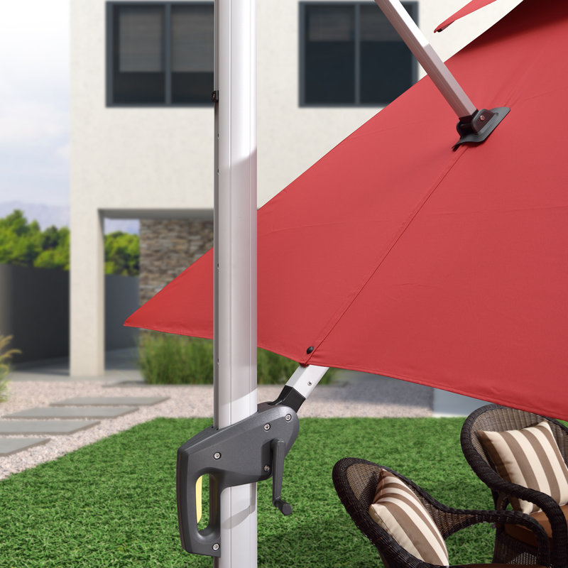 2.75m x3.3m / 2.75m x3.65m Rectangular Cantilever Parasol With Base, Terra, 274cm H x 330cm W x 270cm D