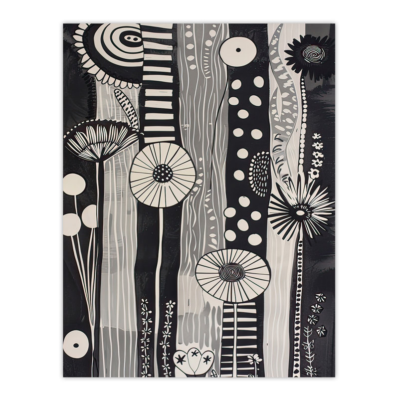 Abstract Stripes Wildflowers Artwork Wall Art Print