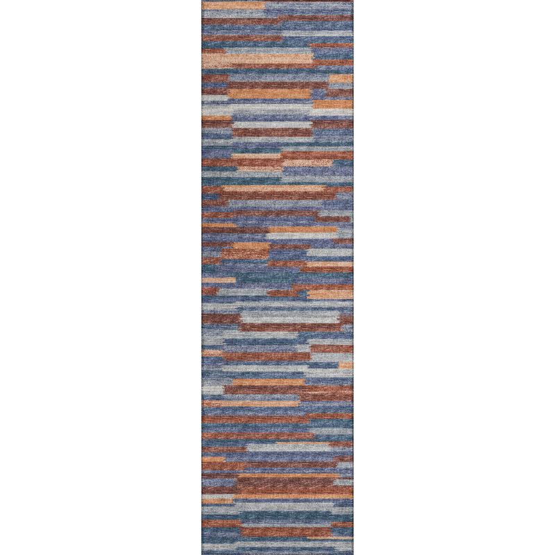 Chenille Washable Abstract Indoor / Outdoor Rug, Runner 2'3" x 7'6"