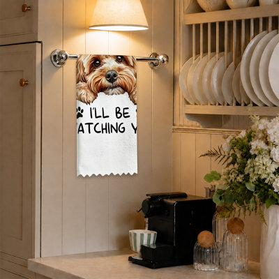  Microfiber Kitchen Towels, Absorbent Reusable Dish Cloths, Fade Resistant Decorative,16"x24",Beige Paw Print Typography