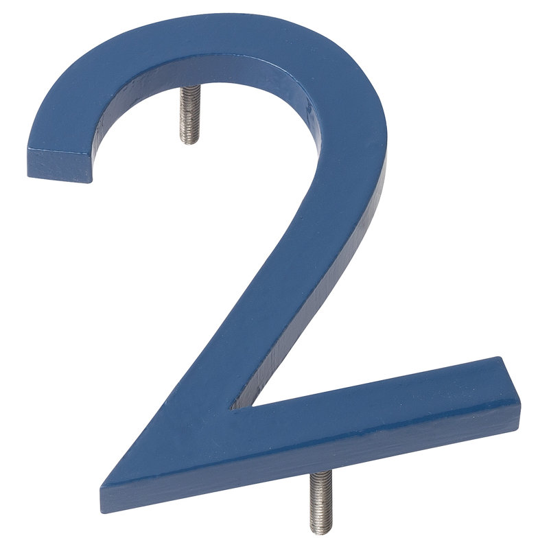 l 4 pi 5 po x Numéro de maison à fixation flottante, 2, Bleu mer
