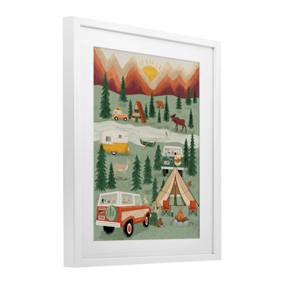 Great Outdoors Campground Framed Print Under Glass, design by Jilly Jack Designs