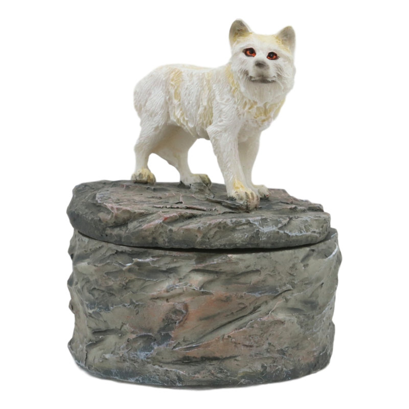 Boîte à bijoux loup snow abino