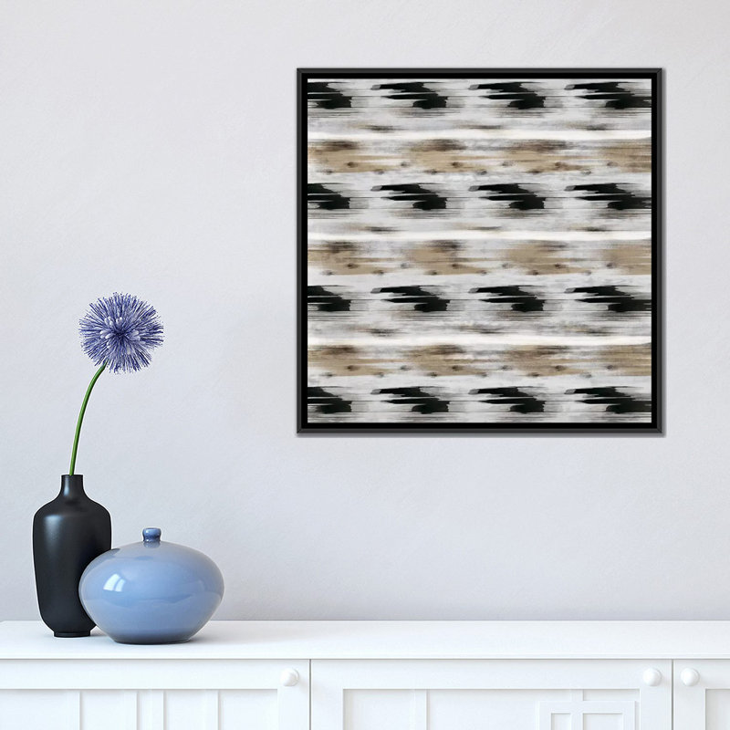 « grey tribal ii », reproduction d’impression sur toile, H 18 po x l 18 po x P 1,5 po, Toile avec cadre noir, Pas de tapis