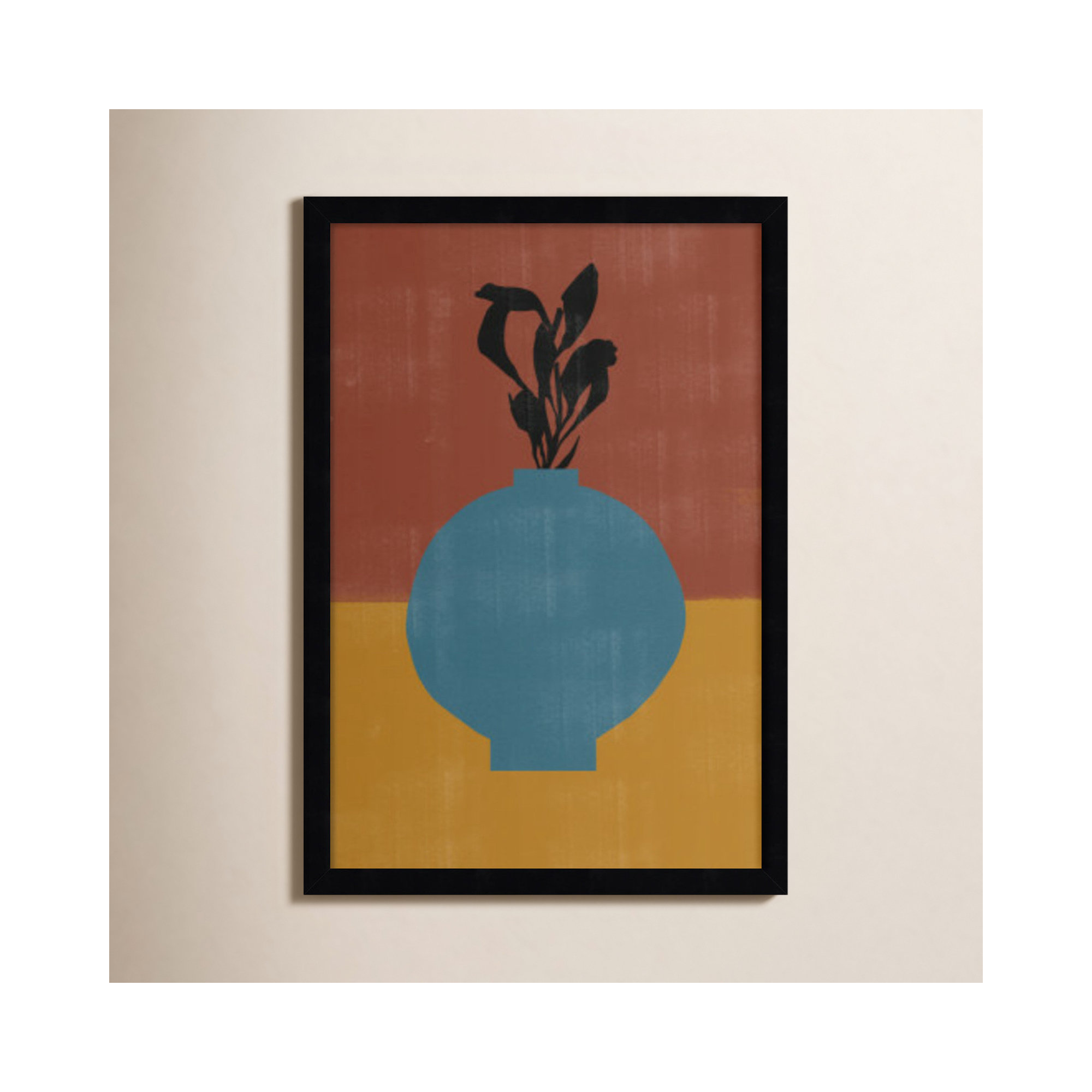 Fredi Vase No 9 by The MIUUS STUDIO - Framed Print Art, 21" H x 15" W x 1" D, Black