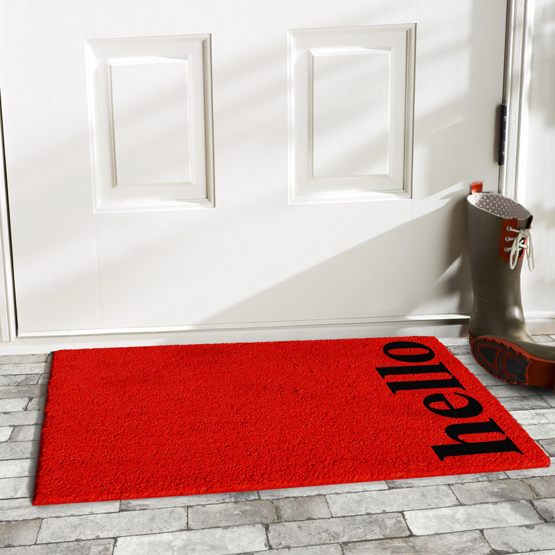 Arnitha Non-Slip Outdoor Doormat, Rectangle 1'4" x 2'4", Red/Black