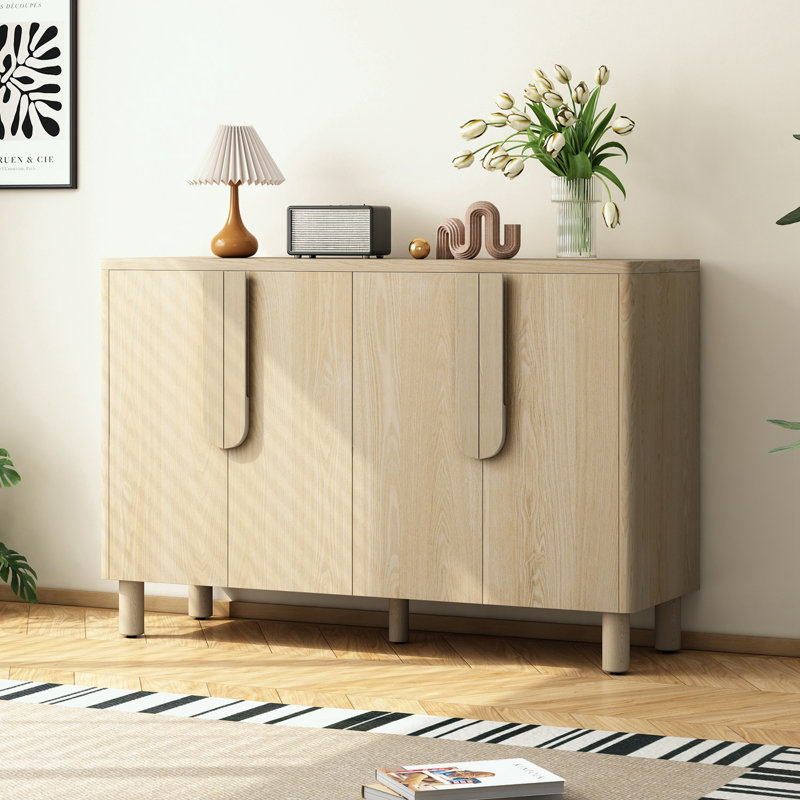Buffet 4 portes avec tablettes réglables, Naturel