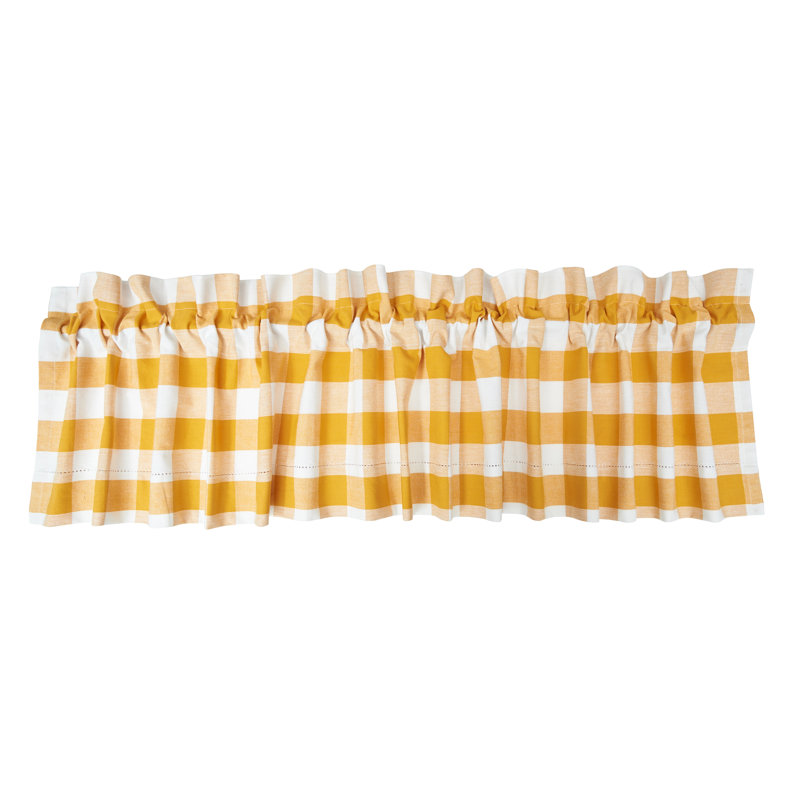 Ensemble de 2 rideaux cantonnière Bratten, Jaune/blanc